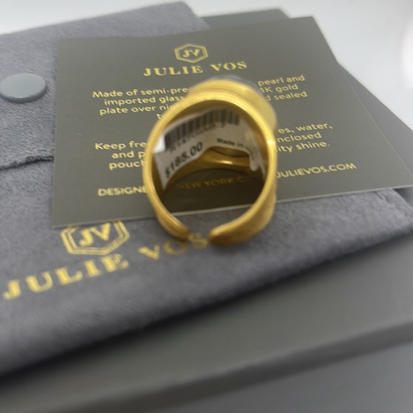 Julie Vos Faceted imported
Oval Blue Glass set in 24k gold adjustable: OS - Picture 6 of 6